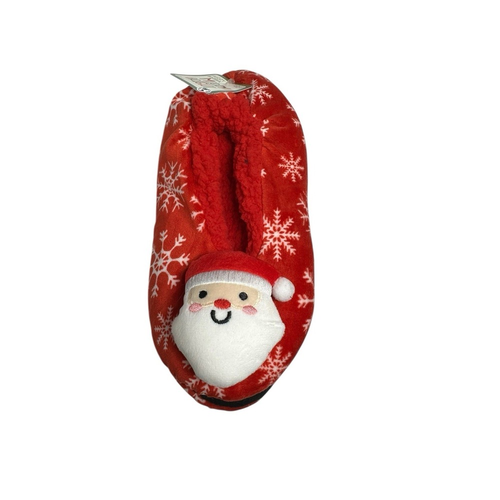 merry and bright womens santa christmas slipper socks‎ with grippers size 7-9.5